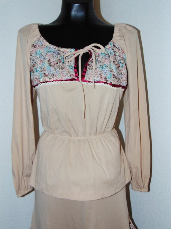 Vintage 1970s Peplum Blouse with matching Skirt i… - image 2