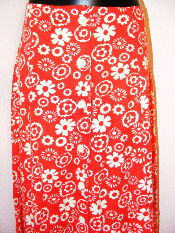 Vintage 1970s Long Red Button down skirt - image 2
