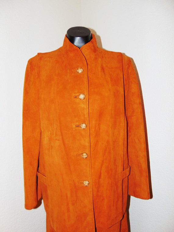 Vintage 1980s Orange Leather Jacket with matching… - image 2