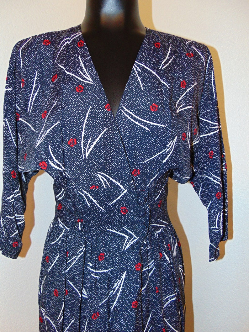 Vintage 1980s Polka Dot Button Wrap Dress by Blondie /& Me in sz 78