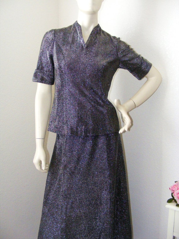 Vintage 1970s Sparkly Long Skirt with Matching Top - image 2