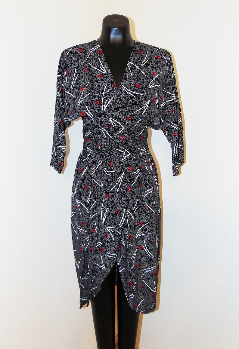Vintage 1980s Polka Dot Button Wrap Dress by Blondie /& Me in sz 78