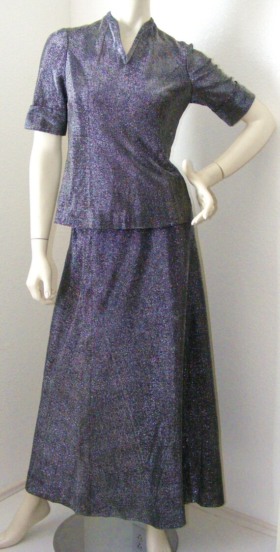 Vintage 1970s Sparkly Long Skirt with Matching Top
