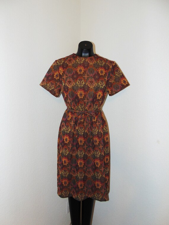 Vintage 1970s Shades of Brown Belted Dress by NPC… - image 2