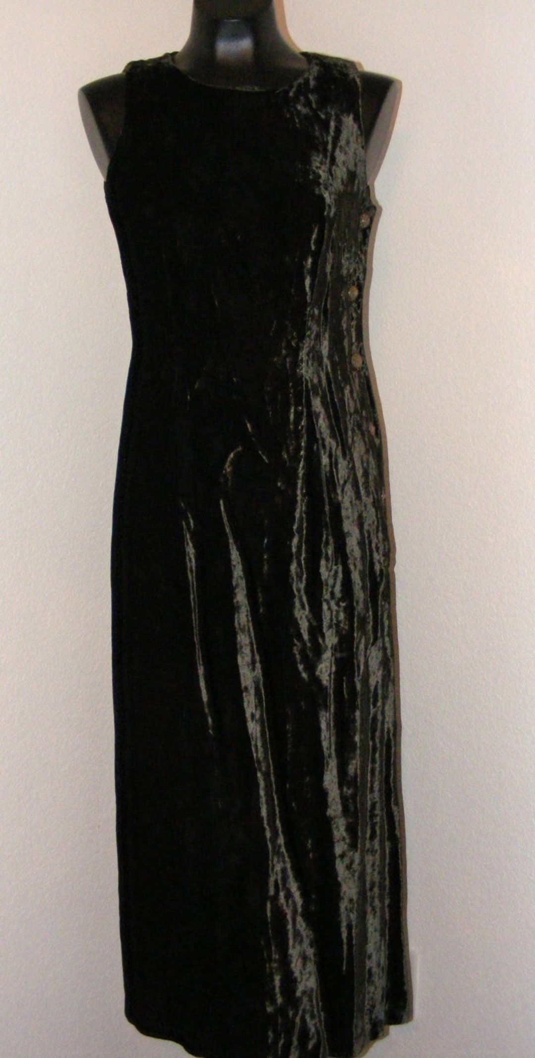 Gorgeous 1980s Vtg Black Super Soft Velvety Feel Dress by Sharon Young ...