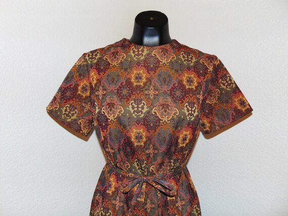 Vintage 1970s Shades of Brown Belted Dress by NPC… - image 3