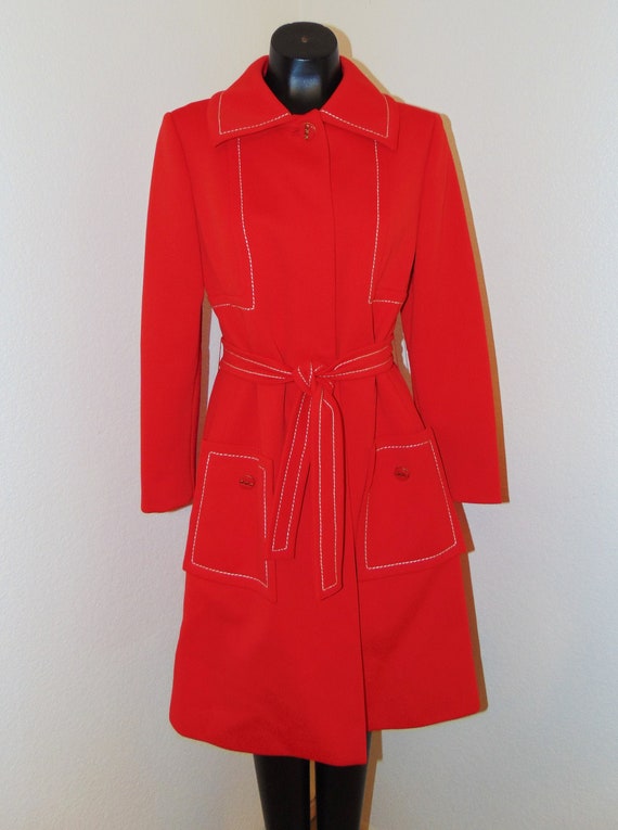 Vintage 1960s Red Coat by Lilli Ann Knit sz Medium