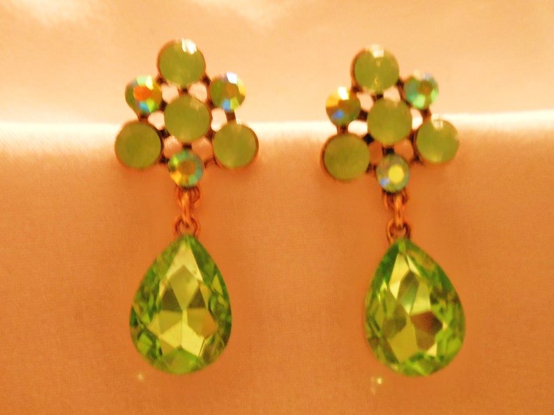 Green Crystal earrings...Gorgeous image 2