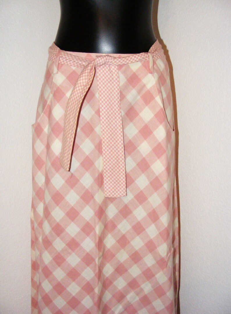 Vintage 1970s Pink & White Checkered Print Skirt by Sequel 1 image 2