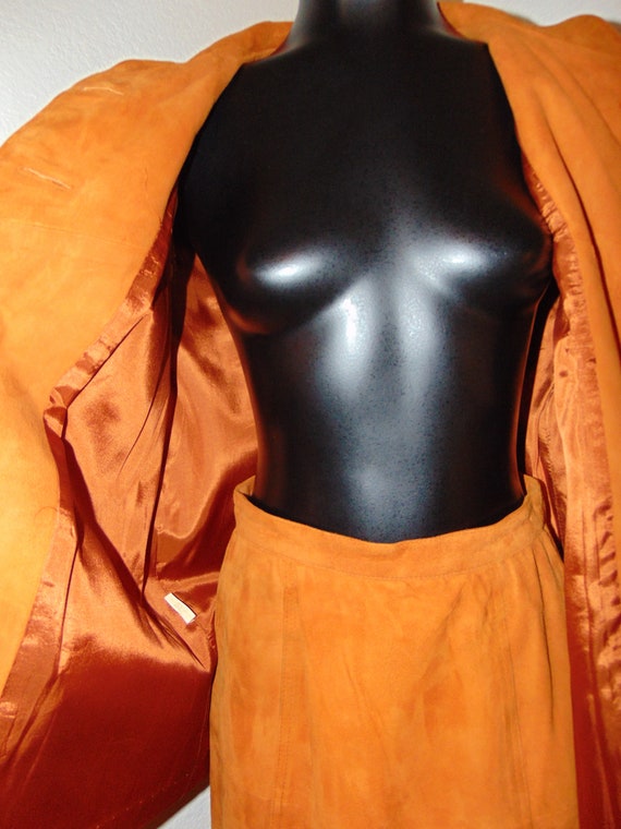 Vintage 1980s Orange Leather Jacket with matching… - image 5
