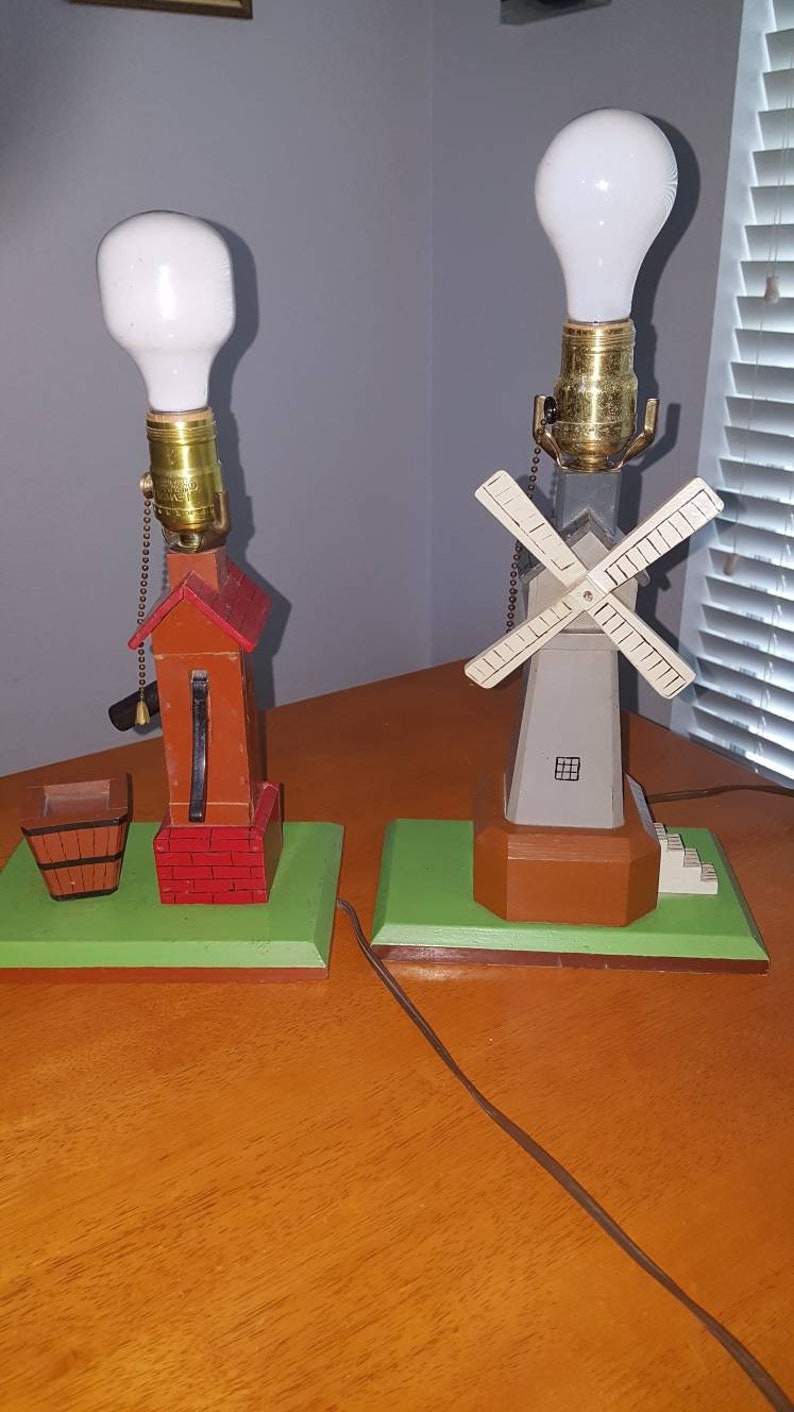 Pair of Antique wooden Lamps