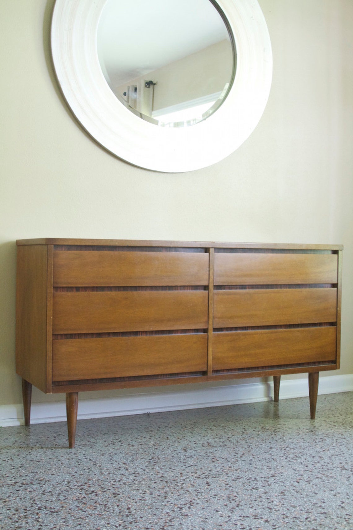 Mid Century Bassett Double Dresser Danish Modern Walnut Etsy