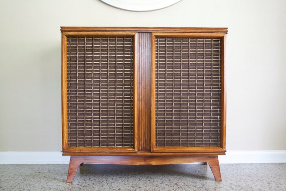 Mid Century Modern Small Credenza Vintage Bar Cabinet Etsy