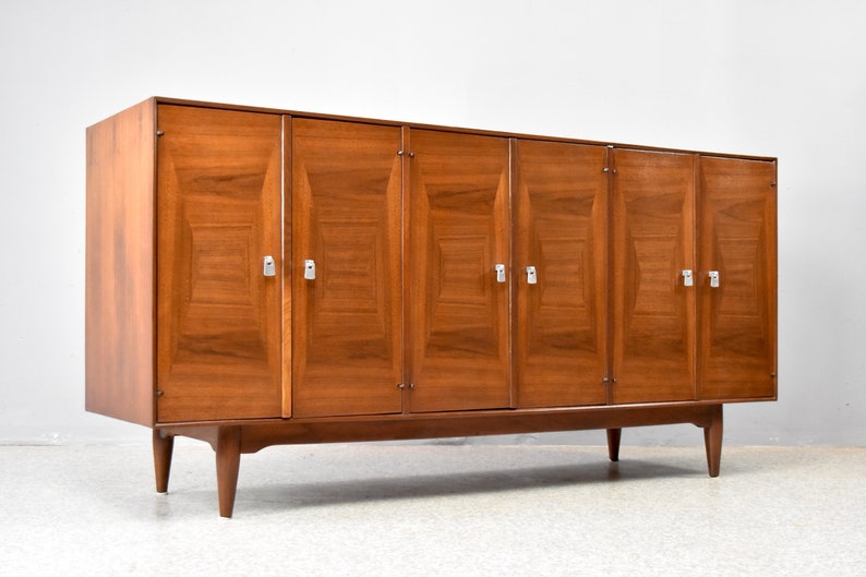 Free Shipping Mid Century Walnut Credenza Dresser By Ramsuer Etsy
