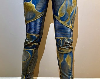 Custom Made Abstract Painted Skinny Jeans