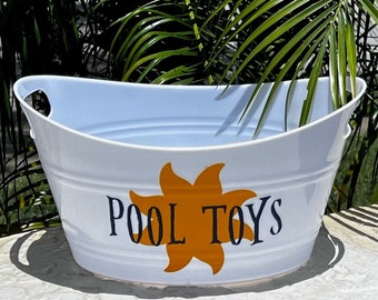 Pool Toys Basket Outdoor Summer Toy Bucket Custom Pool Beverage Tub Beach Tote Pool Toy Storage Basket Patio Decor Outside Storage Basket