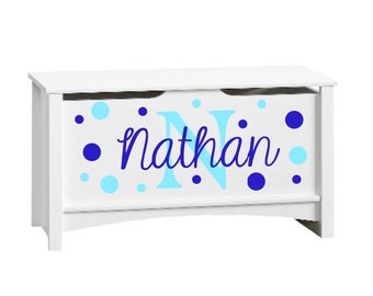 Name and Initial Decal for Toy Box Personalized Name Decal Toy Chest Storage Decal Wooden Toy Box Name Decal For Nursery Kids Room Name Sign