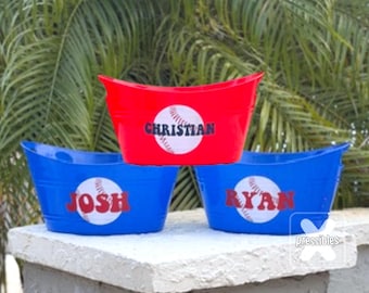 Personalized Baseball Gift Basket Team Gift Custom Little League Baseball Bucket Easter Basket Sport Basket Baseball Mom Dugout Snack Bucket