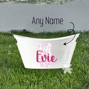 Easter Basket for Girl with Name Pink Toile Bunny Personalized Bucket Custom Bunny Basket Easter Gift Basket Egg Hunt Bucket Baby First