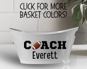 Football Coach Personalized Gift Basket End of Year Gift Bucket League Coach Gift from Team Bucket Custom Name Gift for Coach