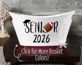 High School Football Bucket Graduation Gift Basket Class of 2027 Senior Night Tub End of Season Team Gift Varsity Football Homecoming