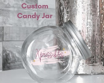 Custom Candy Jar Company Logo Jar Personalized Desk Candy Container Candy Lover Gift for Chocolate Lover Logo Promotional Item Trade Show