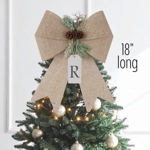 Bow for Wreath Natural Woodland Holiday Decor Large Personalized Rustic Christmas Tree Topper Country Christmas