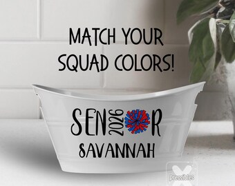 Cheer Senior Night Gift Basket for Cheerleader Bucket with Name End of Year Squad Gifts Varsity Cheer