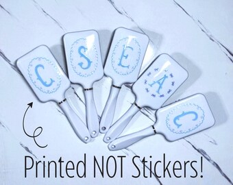 Coquette Accessories Personalized Hair Brush Blue Grandmillennial Initial White Paddle Brush Bridal Party Gift Party Favor Cheer Squad Gift
