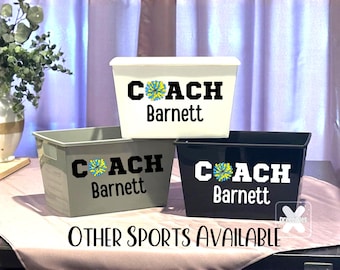 Gift for Cheer Coach Personalized Bucket End of Year Custom Gift Basket End of Season Sports Gift From Team Competition Tournament Pom Pom
