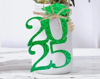 Green Glitter 2026 Senior Graduation Gift Tag Custom Grad Centerpiece Graduation Cap Senior Night Table Decoration Grad Party Favor