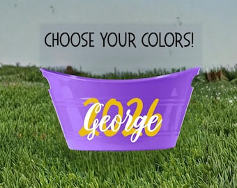2027 Graduation Gift Basket Personalized Class of 2027 High School Senior Night Gift for Graduate Senior Bucket with Name School Colors