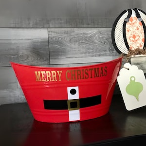 Christmas Decor Santa Basket Christmas Gift Basket Family Christmas Gift Santa Goodie Basket Santa Sack Personalized Basket White Elephant