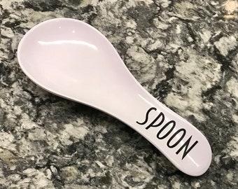 Kitchen Home Decor Tool Utensil Country USA Vintage Retro Rustic \u2022 Ceramic Glass Off White Advertisement Advertising Spoon Rest Sample