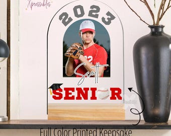 Personalized Baseball Player Gift Varsity Team Picture Graduation Table Sign for Athlete Custom Award Senior Night Signing Day Keepsake