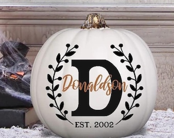Personalized Pumpkins for Porch Fall Home Decor Custom Pumpkin with Name Cream Farmhouse Fall Decor Wedding Monogram Thanksgiving Tablescape