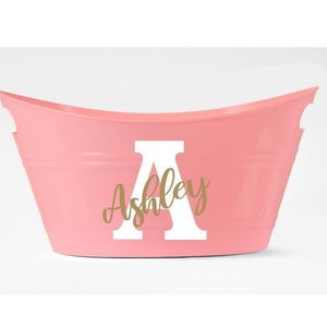 Personalized Basket Plastic Tote Personalized Bucket Personalized Gift Basket Christmas Gift Basket Home School Organization Girlfriend Gift