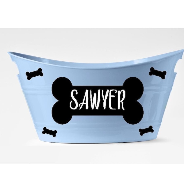 Dog Toy Basket Personalized Pet Toy Storage Plastic Basket Toy Storage Bin Pet Toy Box Personalized with Your Pet's Name Cat Toys Dog Bone