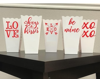 Individual Popcorn Containers Custom Valentine Theme Snack Containers Holiday Popcorn Containers Holiday Guest Gifts Valentine's Day Party