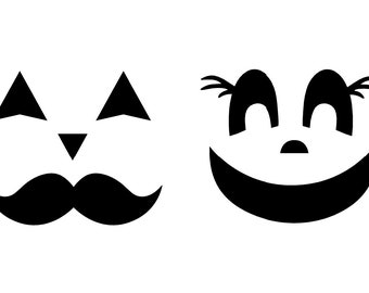 Halloween Pumpkin Face Decals 2 His and Hers Pumpkin Decals Pumpkin Eyelash D...