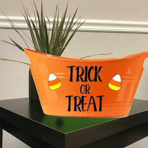 Booed Halloween Basket Candy Corn Design Halloween Candy Bowl Happy Halloween Porch Candy Basket Halloween Party Tub Personalized Basket