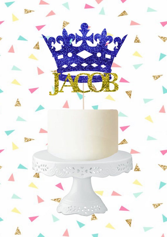Royal Prince Cake Topper Custom Glitter Name Cake Topper Royal Etsy