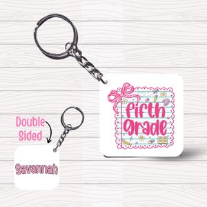 School Key Fob Grandmillennial Preppy Personalized Bag Charm Custom Kids Name Bag Tag Backpack Tag Back to School Keychain Coquette 1st Day