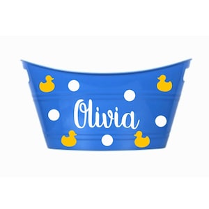 Personalized Baby Basket Rubber Duck Decorated Baby Bath Toy Basket Bath Toy Storage Bath Toy Organizer Personalized Tote New Baby Gift