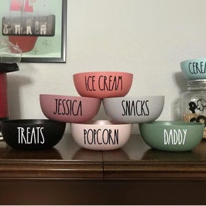 Personalized Bowl Cereal Noodle Ice Cream Snack Popcorn Soup Bowl Gift for Kids Custom Name Bowl Ramen Matching Breakfast Bowl Set Plastic