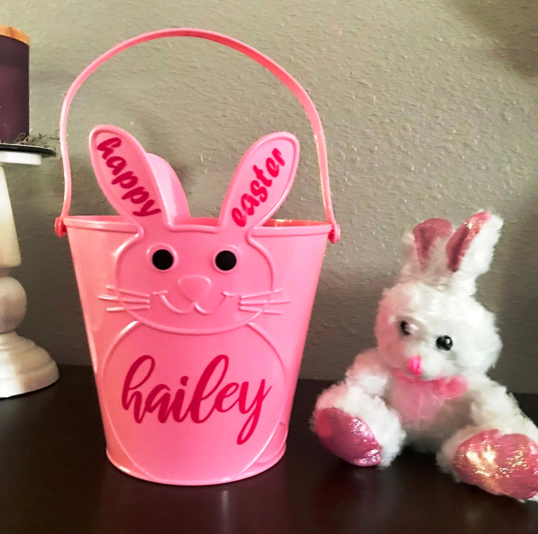 Personalized Easter Basket Pink Bunny Basket Easter Basket for Etsy