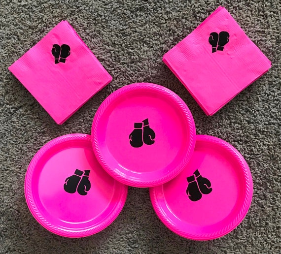 Boxing Glove Gender Reveal Plates and Napkins Pink vs Blue Etsy