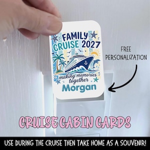 Personalized Cruise Cabin Light Switch Card Family Cruise Souvenir Custom PVC Cruise Keepsake Family Vacation Cruise Cards Reunion Gift