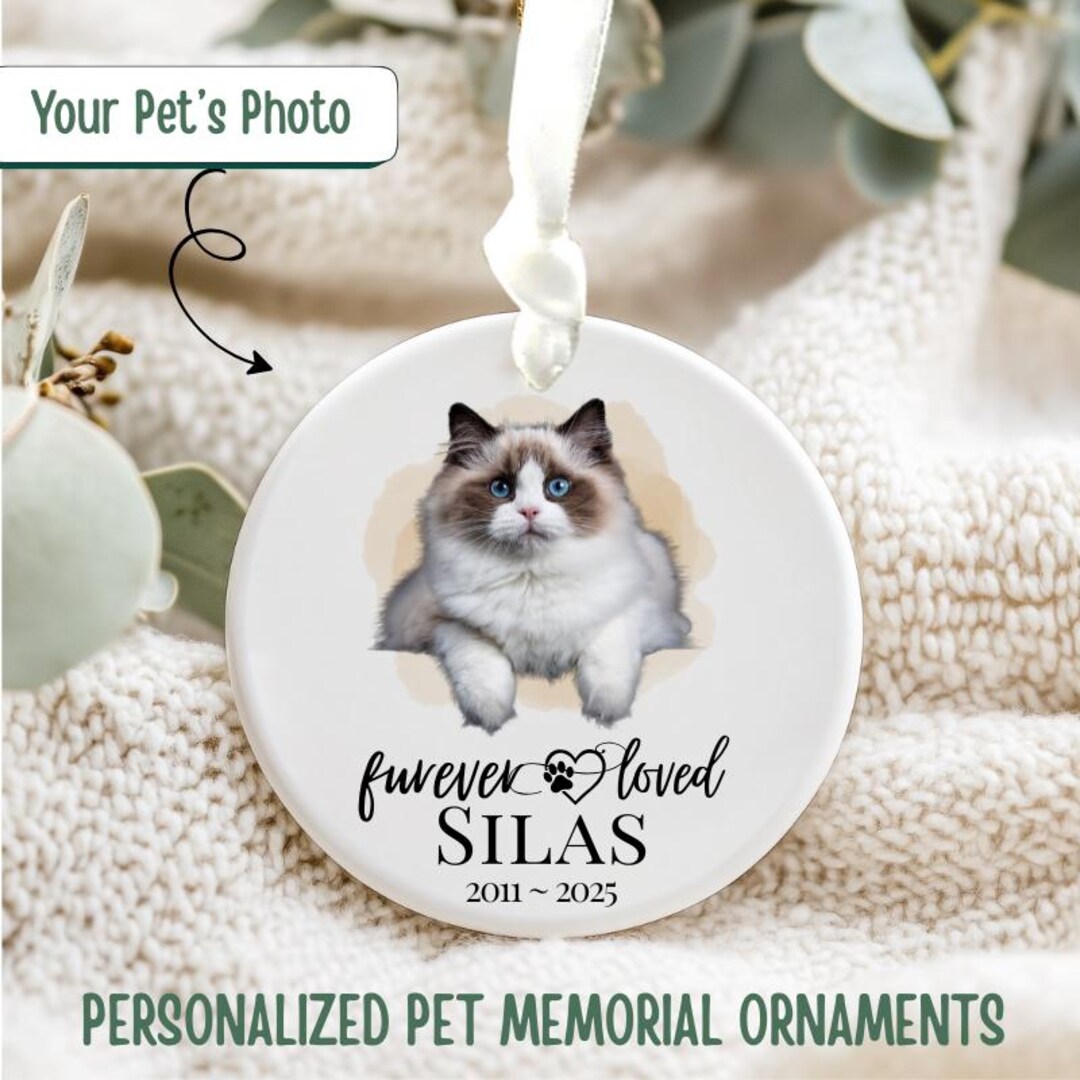 Personalized Pet Memorial Ornament: Custom Photo Cat Remembrance Gift ...