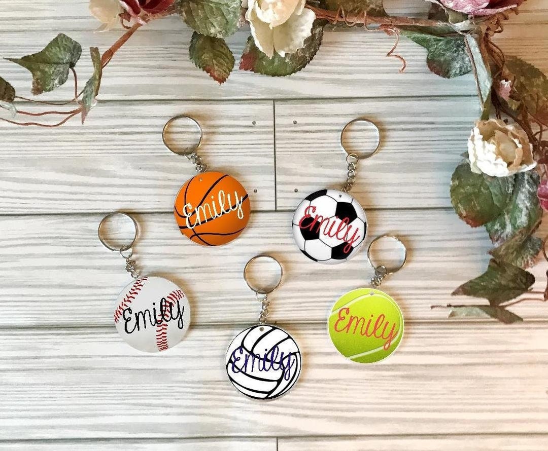 Personalized Sports Key Chain Basketball Volleyball Soccer Baseball